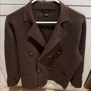 Massimo Dutti Dark Brown Pea Coat